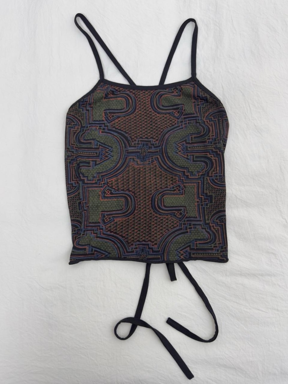Lace Up Back Patterned Tank - Picture 5 of 8